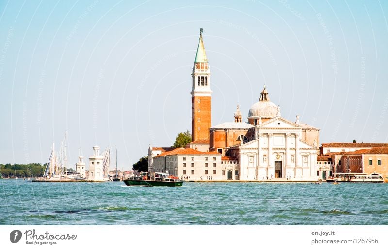 San Giorgio Maggiore Vacation & Travel Tourism Trip Sightseeing City trip Summer Summer vacation Ocean Island Cloudless sky Adriatic Sea Venice Italy Town