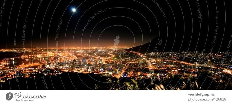 Cape Town by night South Africa Table mountain Panorama (View) Cape of Good Court tabular mountain SA Large Panorama (Format)