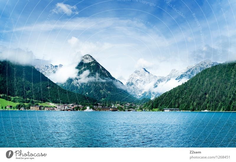 lake achen Vacation & Travel Trip Summer Summer vacation Nature Landscape Sky Clouds Beautiful weather Alps Mountain Peak Lakeside Fresh Gigantic Tall