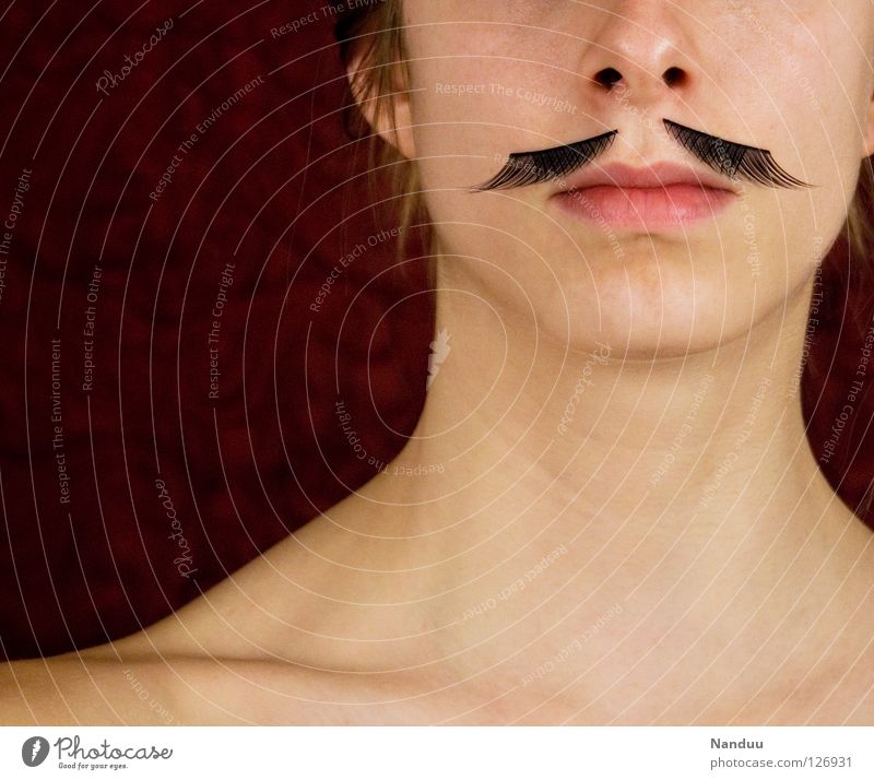 incognito Facial hair Identify Eyelash Camouflage Shoulder Provocative Whimsical Strange Skid Human being Woman Youth (Young adults) Mask pasted