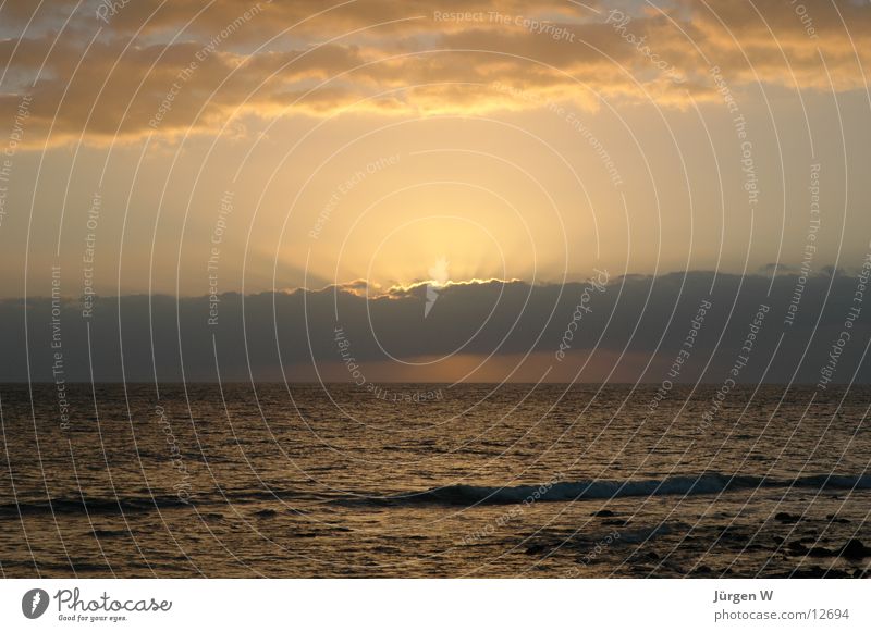 Sunset Clouds Ocean Light Spain Maspalomas Gran Canaria Europe sea
