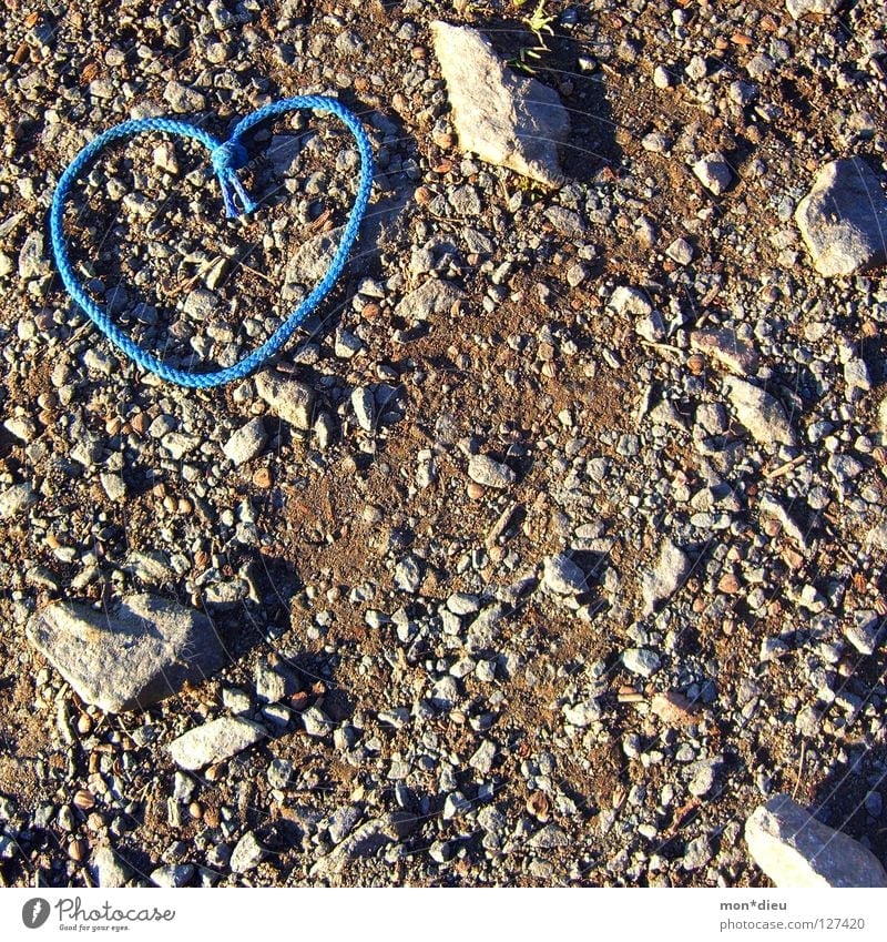 love is everywhere Heart Love Stone Peat Marriage proposal Pebble Blue Shoelace Shadow Lanes & trails Ground Valentine's Day Minerals i love you Gravel