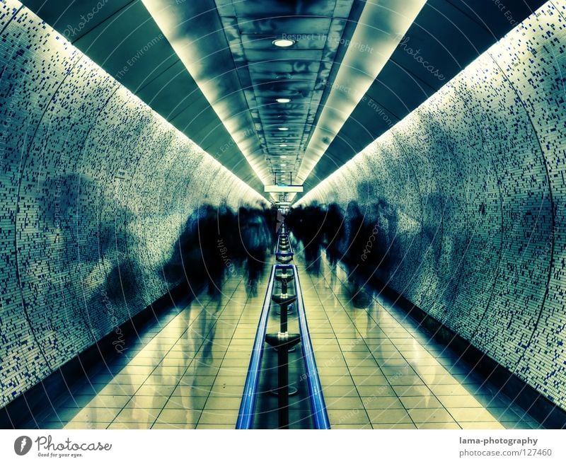 fleetingly. Human being Tunnel Architecture Lanes & trails Line Running Movement Going Walking Fear Symmetry Time Future Time travel London Underground Foreign