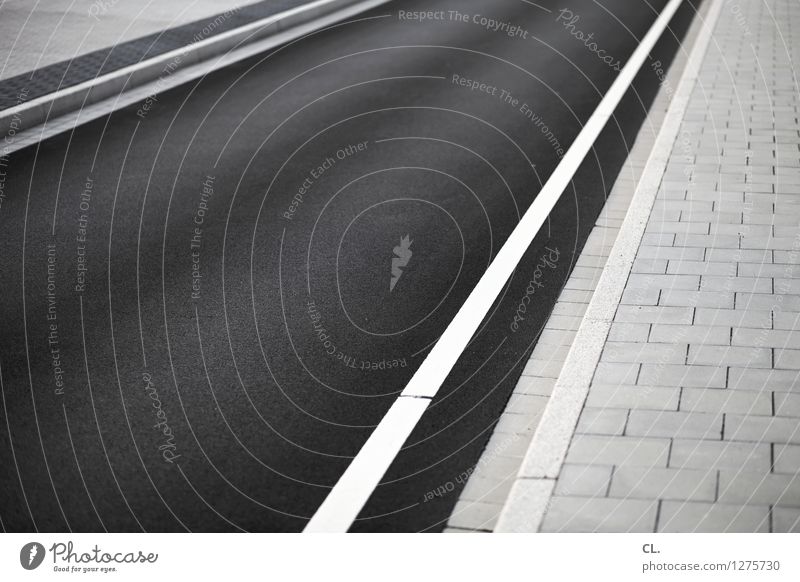 /// Transport Traffic infrastructure Road traffic Street Lanes & trails Line Stripe Perspective Target Future Black & white photo Exterior shot Abstract