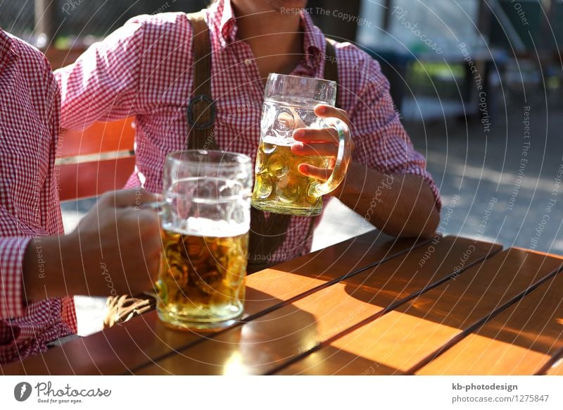 Two men sitting in a beer garden in Bavaria Beverage Drinking Alcoholic drinks Beer Beautiful Tourism Summer Oktoberfest Closing time Human being Masculine