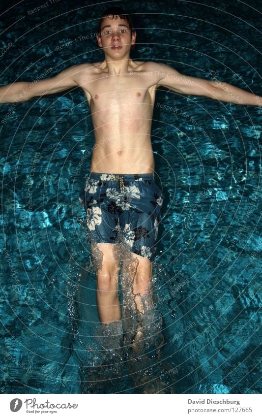 Falling Down Youth (Young adults) Young man 1 Person Individual 13 - 18 years Upper body Swimming trunks Masculine Muscular Thin Looking into the camera