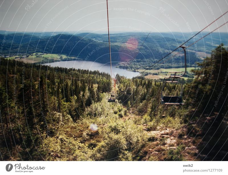Floating Human being 2 Environment Nature Landscape Plant Sky Horizon Tree Forest Lake Movement Emotions Joy Ease Cable car chair lift Colour photo