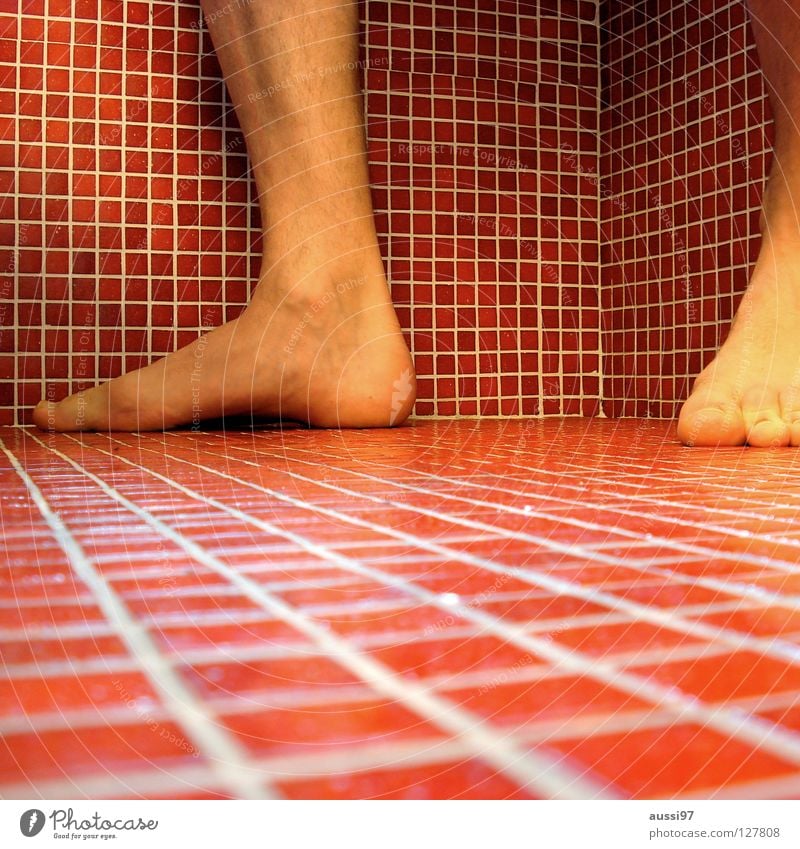 anticipation Bathroom Red Square Ankle joint Household Tile Corner cubism Feet OSG Beginning