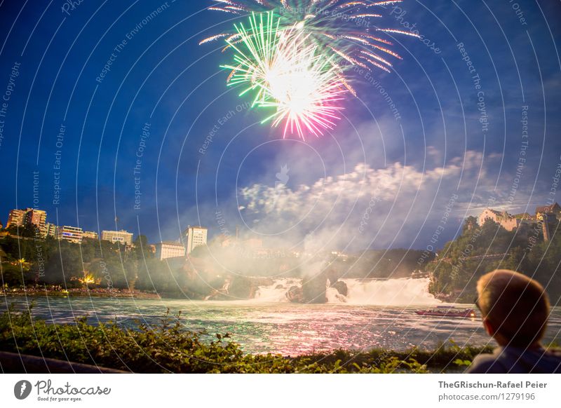Fireworks 6 Art Artist Work of art Stage play Blue Brown Yellow Gray Green Violet Pink Red Black Audience attraction Rhein falls Waterfall Reflection
