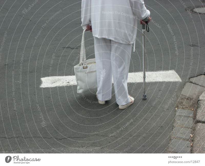 old lady Woman White Stick Senior citizen Gray Traverse Stand Street Wait Irritation