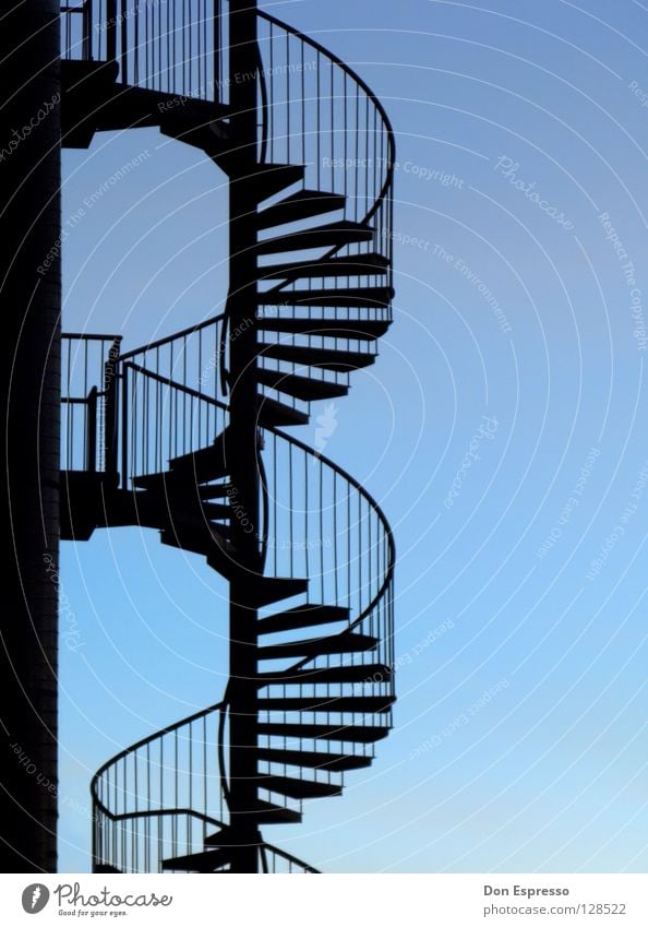 bluestairs Light blue Graphic Winding staircase Rotate Detail helix Blue Sky Handrail Stairs Snail Contrast Illustration Lanes & trails Bend Spiral Rotation