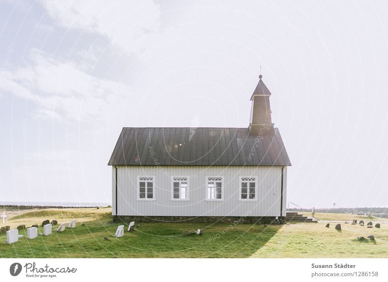 strandarkirkja Village Deserted Church Historic Loneliness Cemetery Iceland Meadow Halo Sunlight Clouds in the sky Window Building Church spire Small End