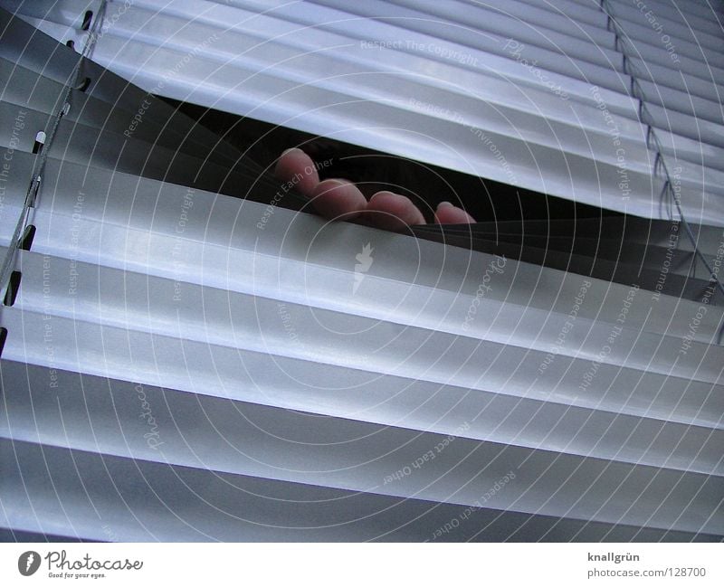 Bent Venetian blinds Hand Fingers Backwards Aluminium Disk Silver Hide Mysterious Metal Tilt