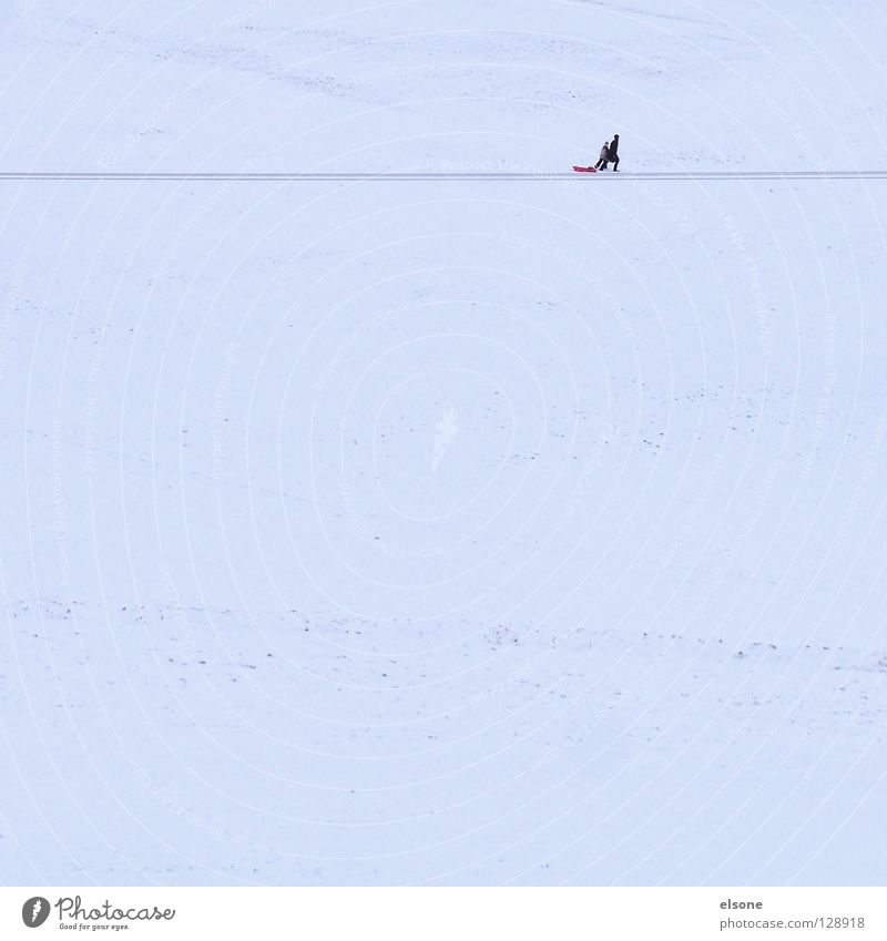 ::MISSION:: Sledding Sleigh Winter Hiking Loneliness Minimal Leisure and hobbies Winter sports Snow Mountain Walking Human being Copy Space Line Footpath