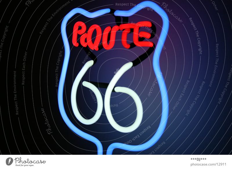Route 66 Long Red Americas Infinity Living or residing Street Direction Freedom Blue Colour USA Traffic infrastructure Desert Illuminate