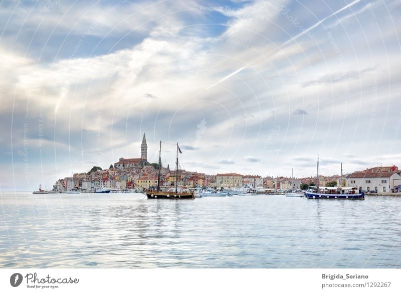 Rovinj or Rovigno in Croatia in the late afternoon Vacation & Travel Tourism Architecture Clouds Small Town Harbour Navigation Old Beautiful Blue Peaceful