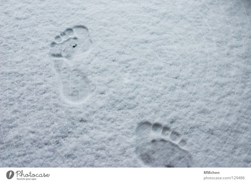Where are you going, man? Footprint Barefoot Cold Freeze Extract Forwards March Hiking Pursue Winter White Shoot Impression Animal tracks In transit Poverty