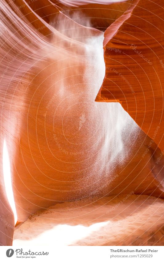 Play of light Environment Nature Landscape Earth Sand Yellow Gold Orange Black White Antelope Canyon USA Tourism Navajo Reservation Cause a stir Beam of light