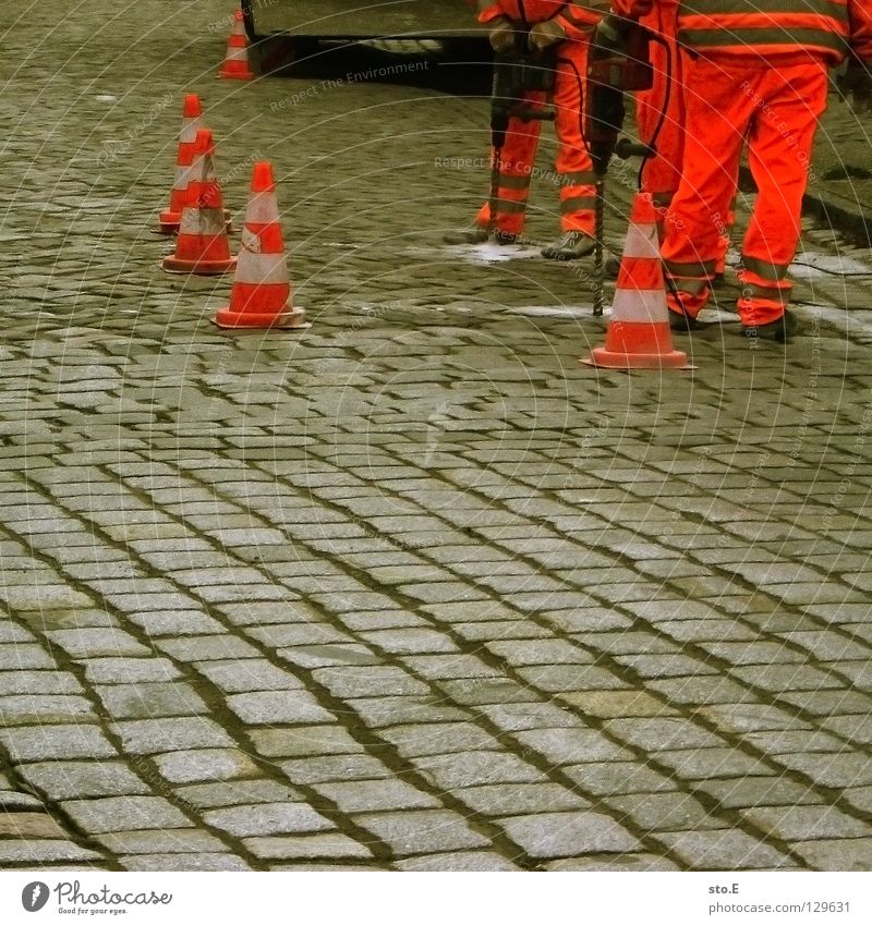 pave pavement Work and employment Road construction Hat Red White Barrier Parallel Drill Workwear Protective clothing Characteristic Collateralization