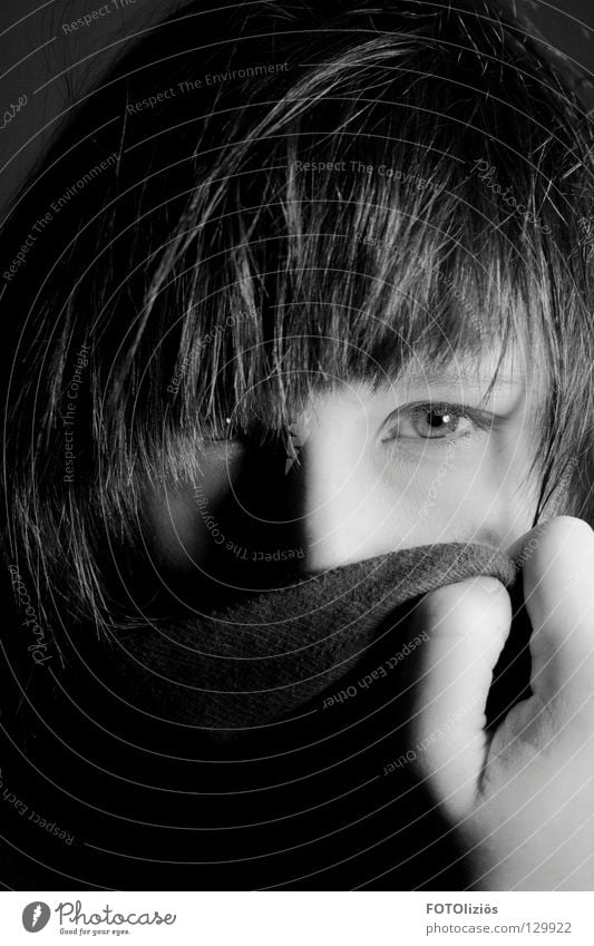 Phantomia #50 Foreign Packaged Woman Hand Strand of hair Black & white photo Anonymous Eyes Facial expression Shadow Face Hair and hairstyles Bangs incognito