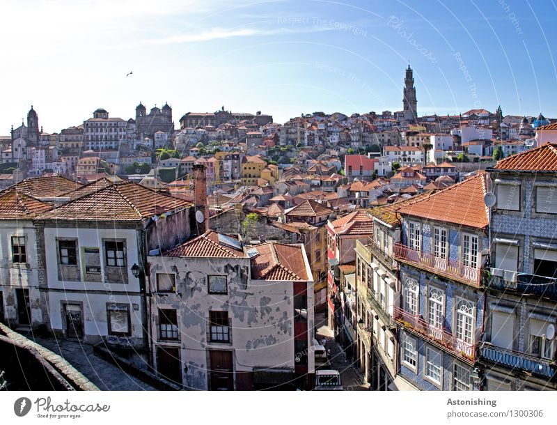 Postage I Sky Cloudless sky Horizon Weather Beautiful weather Porto Portugal Town Capital city Port City Downtown Old town House (Residential Structure)