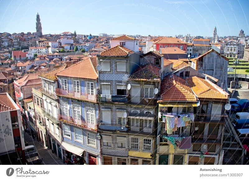 Postage II Environment Air Sky Cloudless sky Horizon Summer Weather Beautiful weather Warmth Porto Portugal Town Capital city Port City Downtown Old town