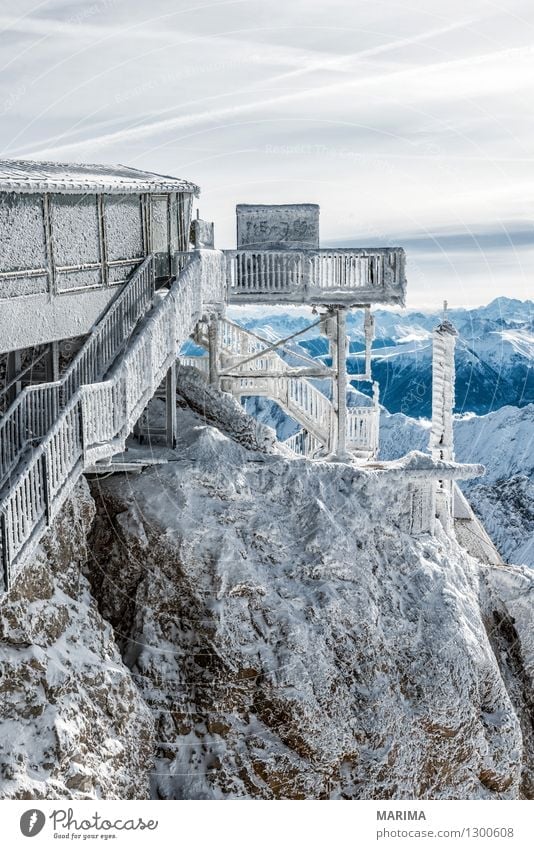 wonderfull winter day on the Zugspitze Vacation & Travel Tourism Freedom Sun Winter Mountain Nature Landscape Clouds Rock Alps Tourist Attraction Cable car