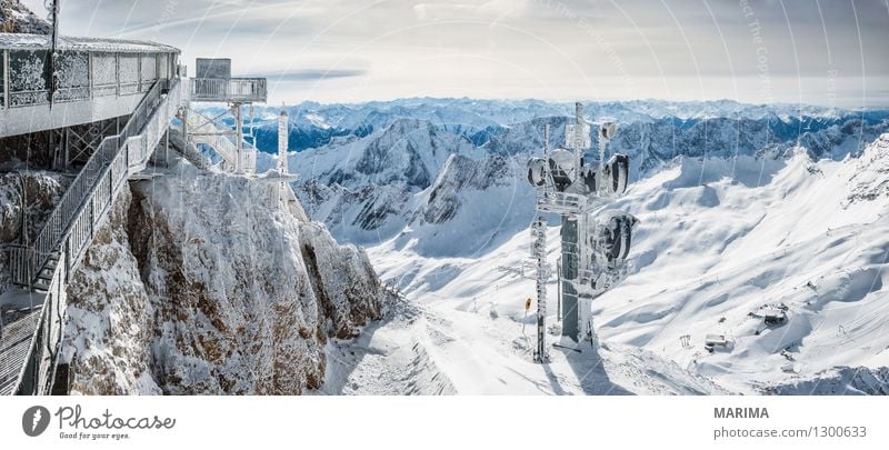 wonderfull winter day on the Zugspitze Vacation & Travel Tourism Freedom Sun Winter Mountain Telecommunications Nature Landscape Clouds Rock Alps Antenna
