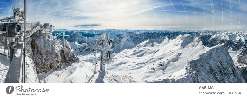 wonderfull winter day on the Zugspitze Vacation & Travel Tourism Freedom Sun Winter Mountain Telecommunications Nature Landscape Clouds Rock Alps Antenna