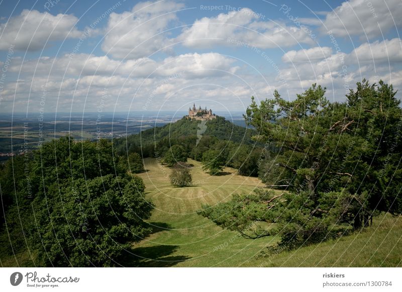 to the castle! Environment Nature Landscape Clouds Summer Beautiful weather Forest Hill Mountain Castle Tourist Attraction Landmark Hiking Esthetic Free