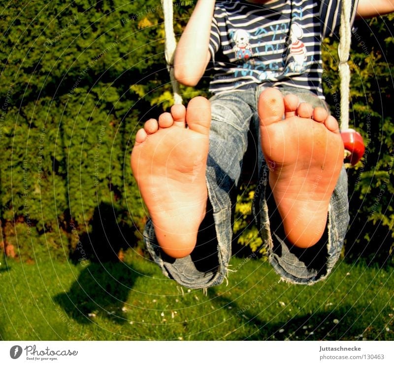 Let me see your feet.... Toes Boy (child) Child Playing Swing To enjoy Joie de vivre (Vitality) Sole of the foot Shoe sole Joy Feet cheese feet Juttas snail