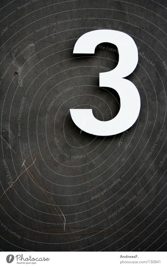 _3 Digits and numbers Mathematics Symbols and metaphors Concrete wall House number Numbers Calculation threefold Signs and labeling