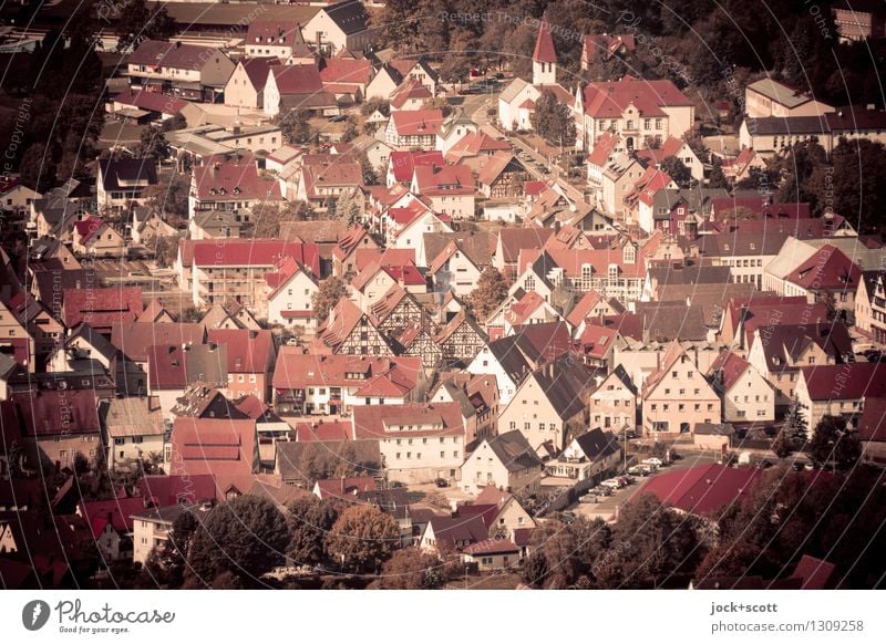 Aerial view of a small town in the south of Germany Architecture Franconia Old town House (Residential Structure) Authentic Far-off places Historic Kitsch