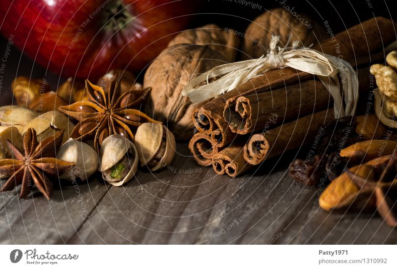 Christmas spices Herbs and spices Star aniseed Cinnamon Walnut Pistachio Apple Christmas & Advent Anticipation Fragrance To enjoy Spicy Delicious Still Life