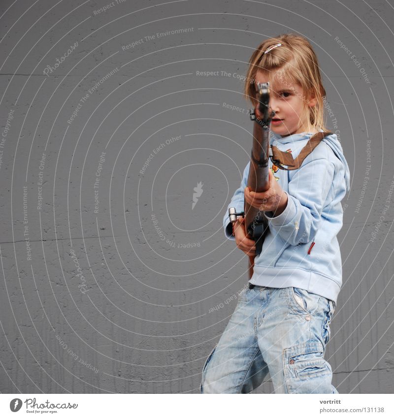 unerring Child Girl Rifle Firearm War Antagonism Playing Authentic Combat Aim Shoot Accident Decadence Thief Subsoil Guerilla Politics and state Fear Panic