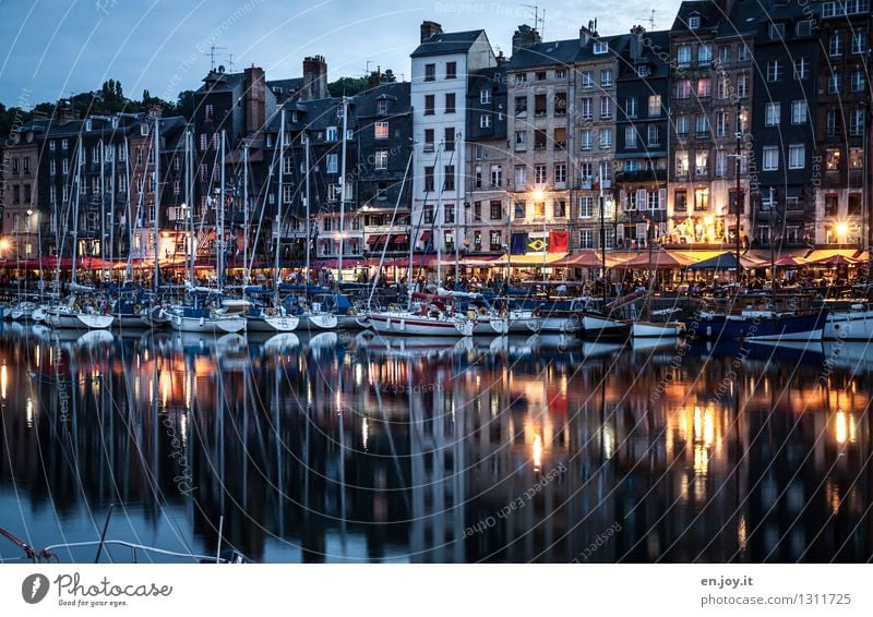 row house idyll Vacation & Travel Tourism Trip Sightseeing City trip Summer vacation Water Night sky Autumn Honfleur Normandie France Town Port City Old town