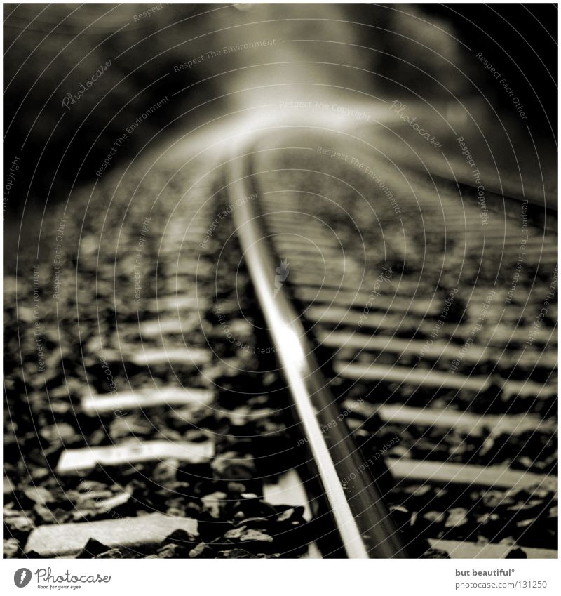 foggy tracks° Fog Railroad tracks Spain Rain Europe Black & white photo Train station black and white Steam Vacation & Travel