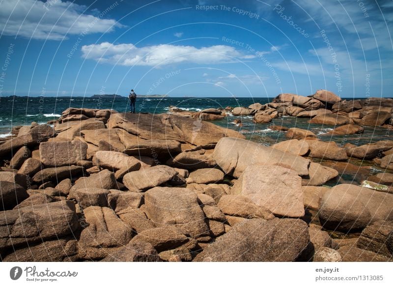 sea of rocks Vacation & Travel Tourism Trip Adventure Far-off places Summer Summer vacation Ocean Masculine Man Adults 1 Human being Nature Landscape Sky Clouds