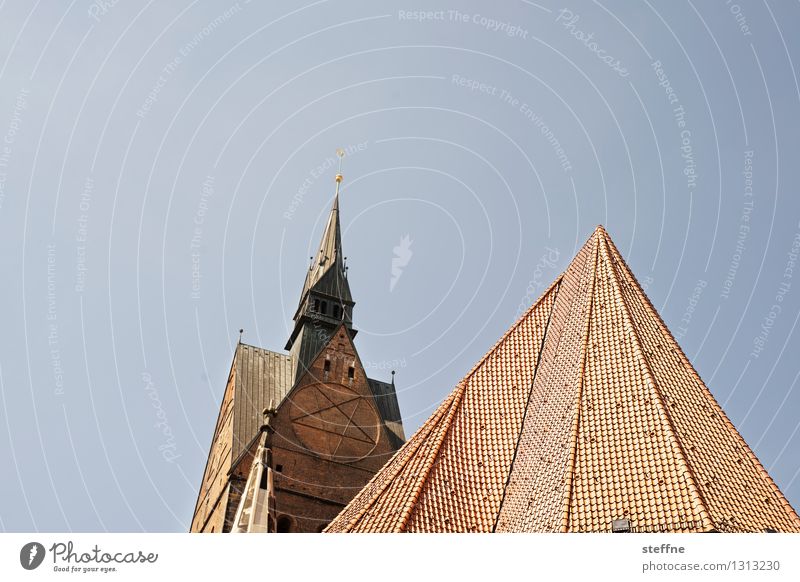 Church: Hanover Cloudless sky Beautiful weather Hannover Tower Roof Religion and faith Colour photo Exterior shot Deserted Copy Space left Copy Space top