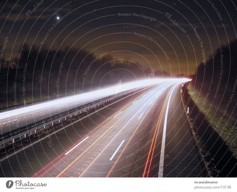 A45, at night, 2 Night Long exposure Highway Speed Light Transport Dynamics