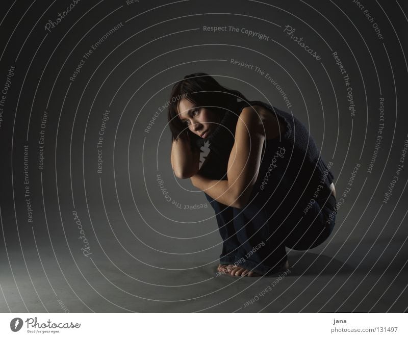 darkness Concern Woman Gesture Posture Dark Black Gray Full-length Grief Distress Fear Shadow