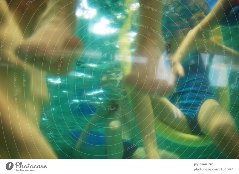 deep-sea legs Swimming pool Knee Toes Light Dive Turquoise Hand Upper body Drown Air Ocean Vacation & Travel Nixie (Water Spirit) Lake Shoulder Girl Swimsuit
