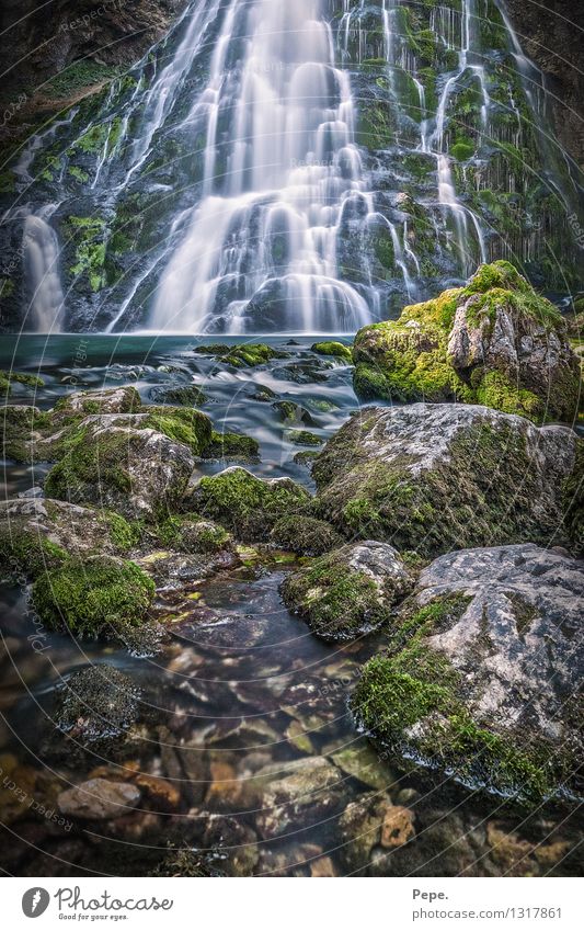 waterfall Nature Water Moss Waterfall Blue Green Long exposure stones clear Austria Multicoloured Exterior shot Day Motion blur