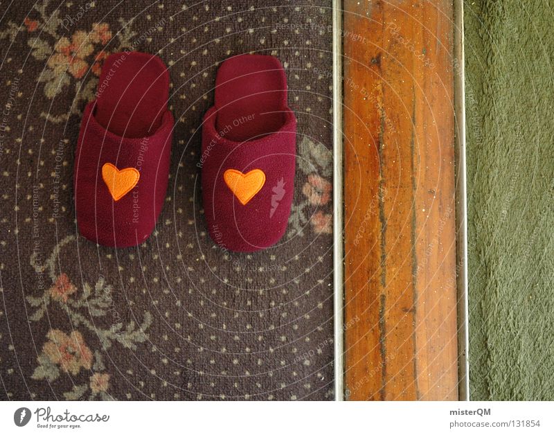 Symmetry in everyday life. Footwear Flat (apartment) House (Residential Structure) Slippers Love Pattern Crazy Heart Carpet Style Violet Sense of taste Green