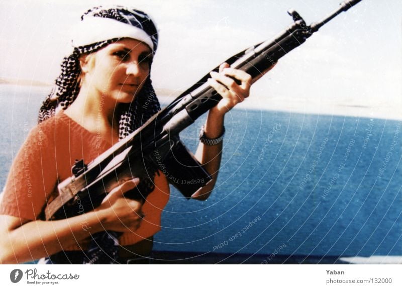 Through Wild Kurdistan II Woman Rifle Assault weapon Weapon Lake Reservoir Turkey South East War Riot Revolt Guerilla Provocative Beautiful Historic Dangerous