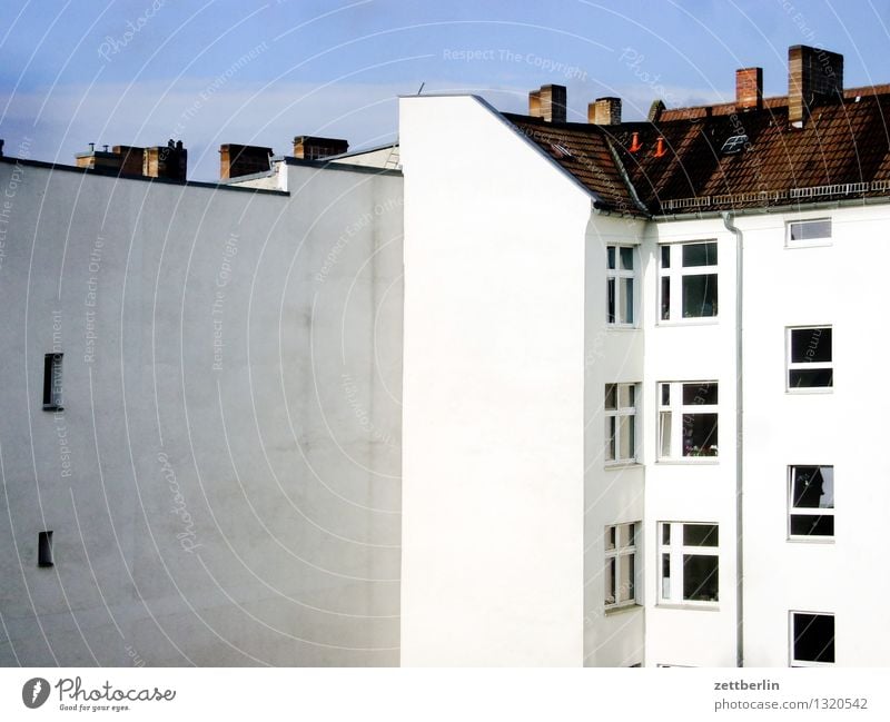 Berlin House (Residential Structure) Apartment house Behind Alley Backyard Interior courtyard Facade Window Glazed facade Roof Chimney Sky Living or residing