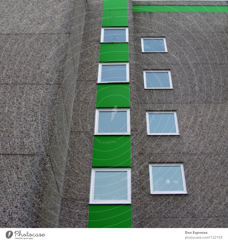 LIES II House (Residential Structure) Green Window Facade Wall (barrier) Gray Window pane High-rise Town Prefab construction Bremerhaven Ghetto Story Gloomy