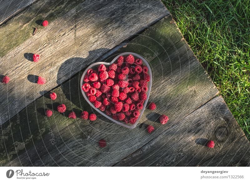 Raspberries in a bowl on wood Fruit Dessert Diet Bowl Beautiful Summer Valentine's Day Nature Paper Heart Love Fresh Natural Juicy Green Red White Romance