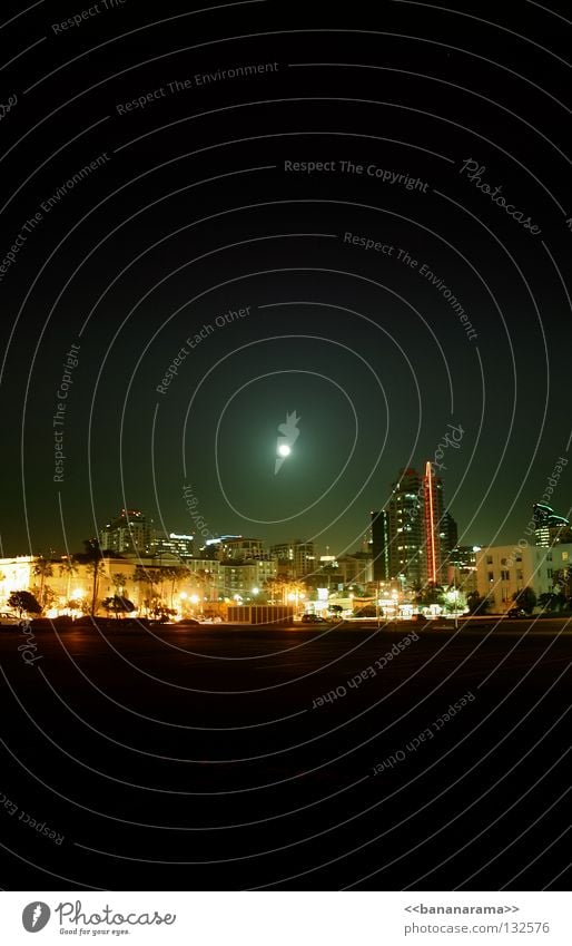 San Diego Night High-rise House (Residential Structure) Downtown California Los Angeles Long exposure Panorama (View) Skyline San Diego County Light Moon La