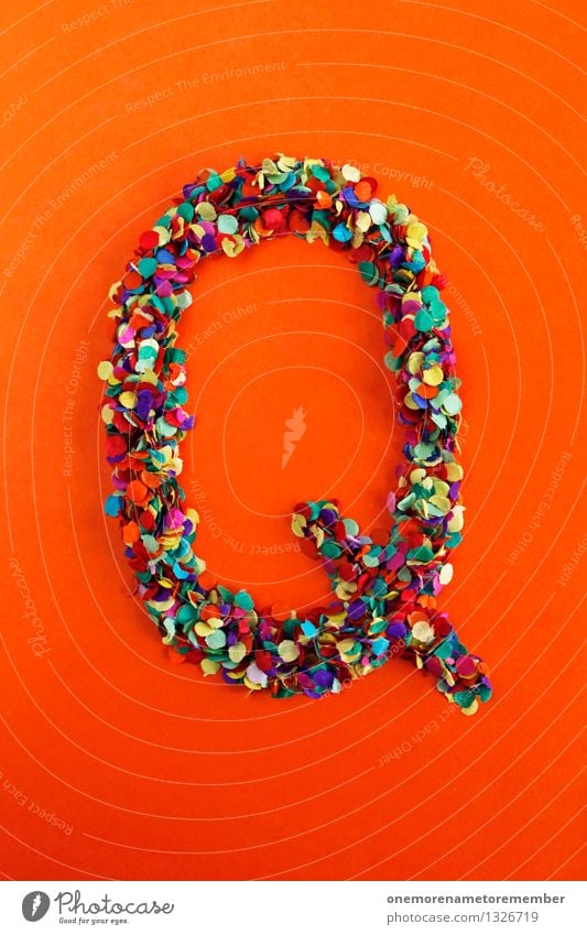 Q Art Work of art Esthetic q Letters (alphabet) Typography Alphabetical Orange Red Confetti Creativity Idea Multicoloured Design Colour photo Interior shot